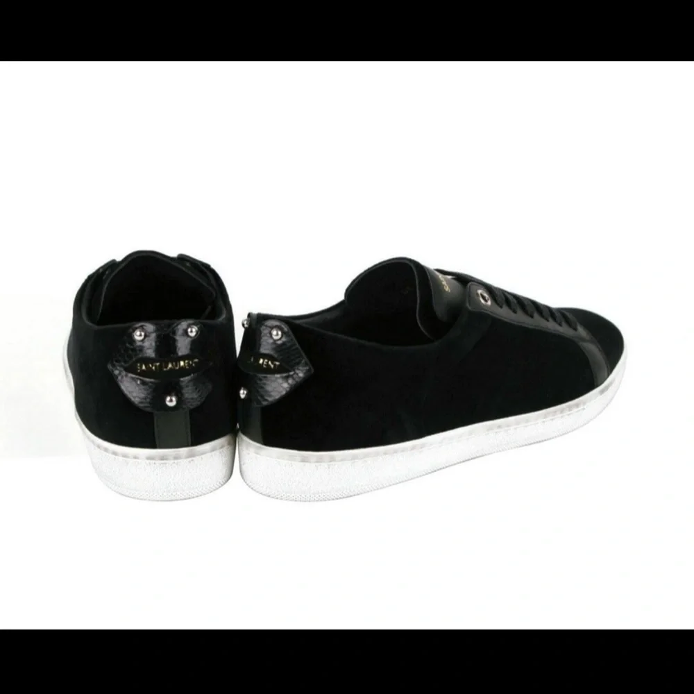 Saint Laurent Velvet & Leather Sneakers - Picture 4 of 13